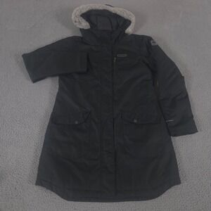 Columbia Jacket Womens Large Black Suttle Mountain Faux Fur Hood Omni-Heat Parka